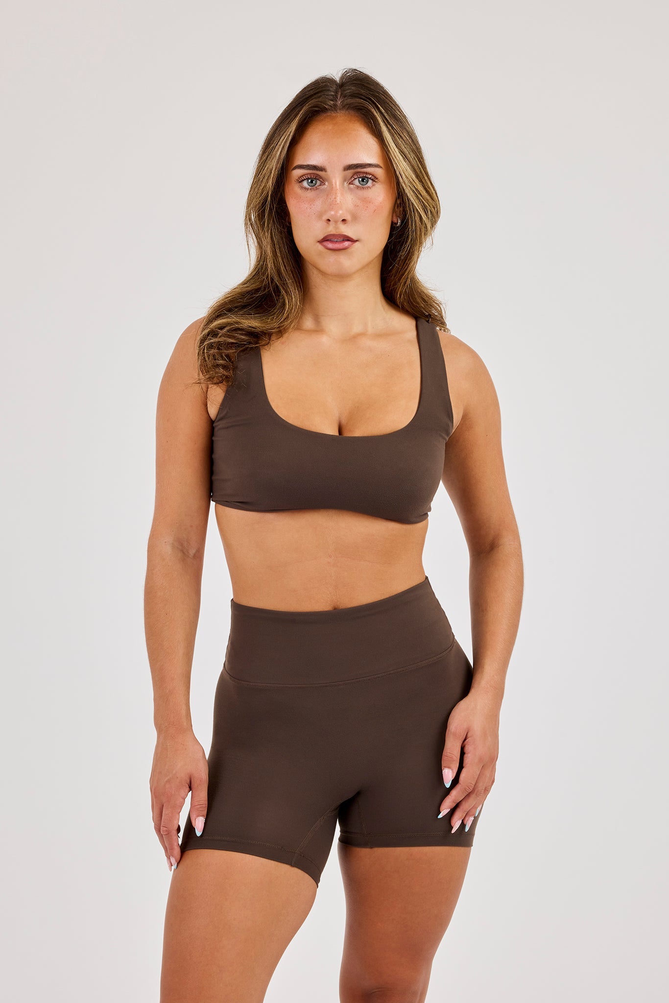Classic Scoop Neck Bralet & Short - Chocolate