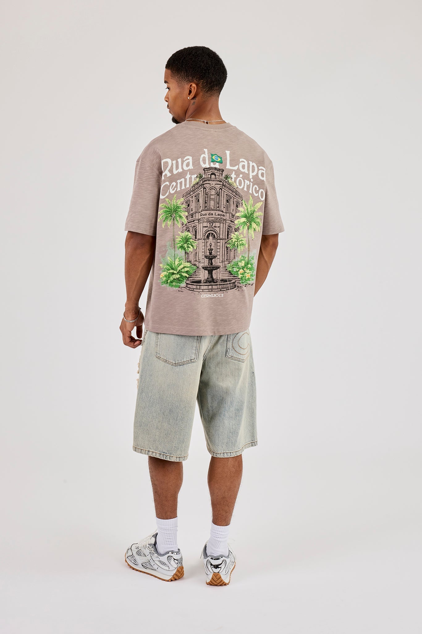 Rua Da Lapa Graphic Slub T-Shirt - Taupe