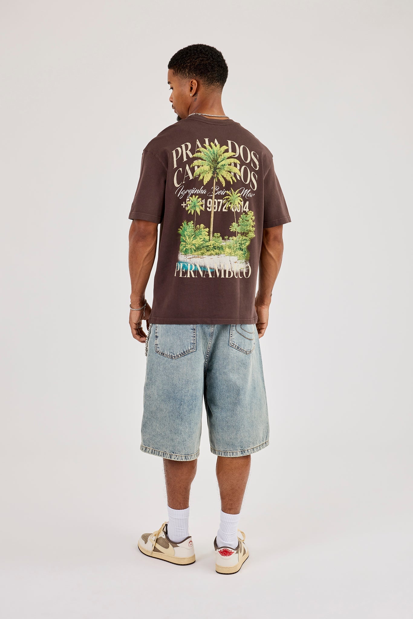Washed Palm Graphic T-Shirt - Chocolate