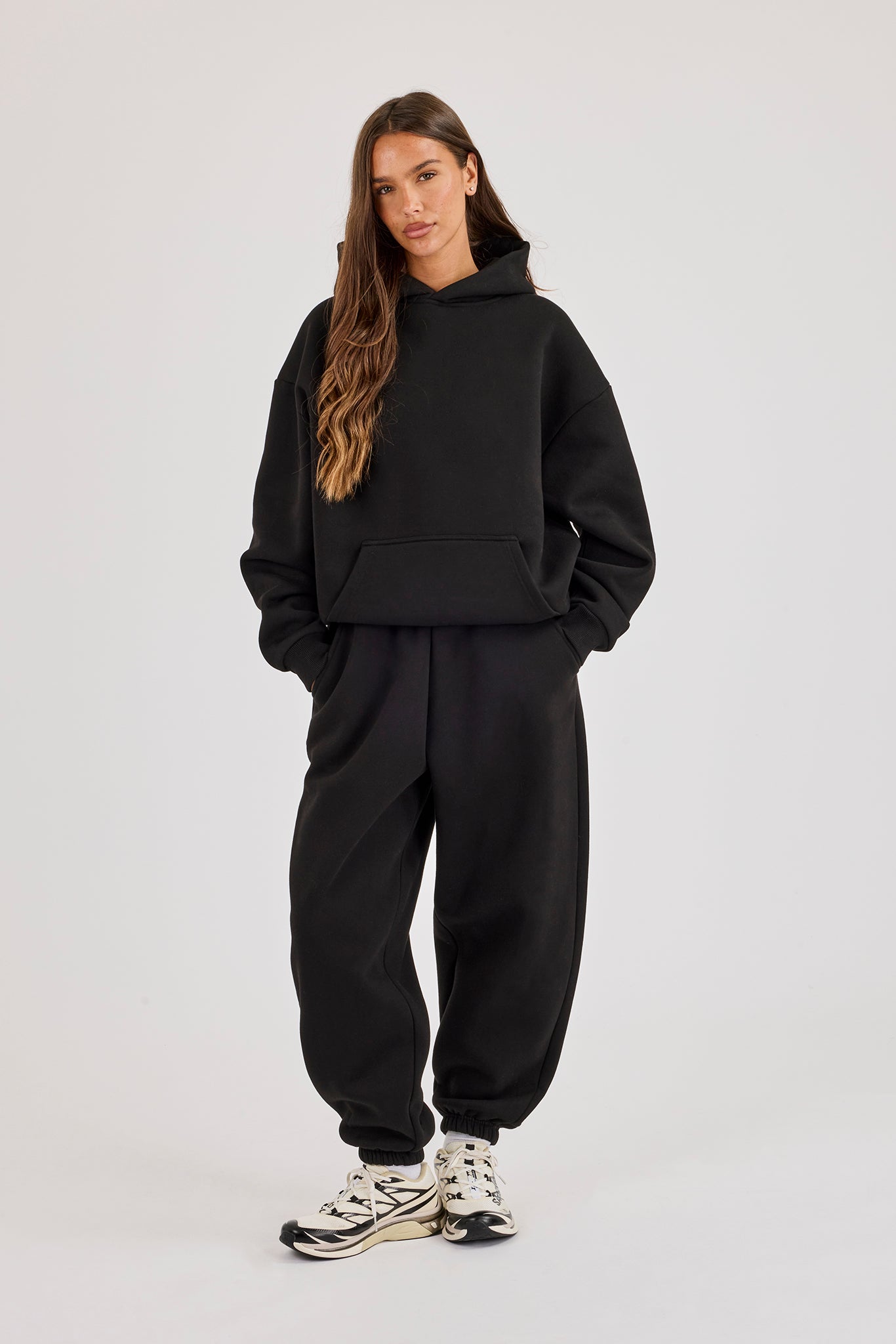 480GSM Fleece Hoodie & Cuffed Jogger - Black