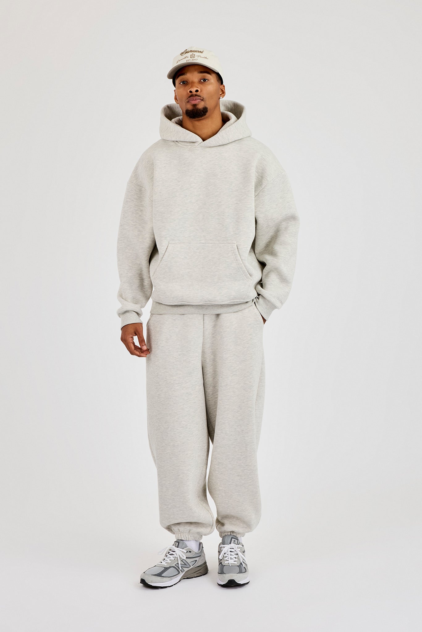 480GSM Fleece Hoodie & Cuffed Jogger - Grey Marl