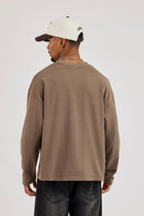 Washed Long Slevee Logo T-Shirt - Washed Brown