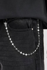 Mens Baggy Jean & 10mm Star Outline Jean Chain - Washed Black