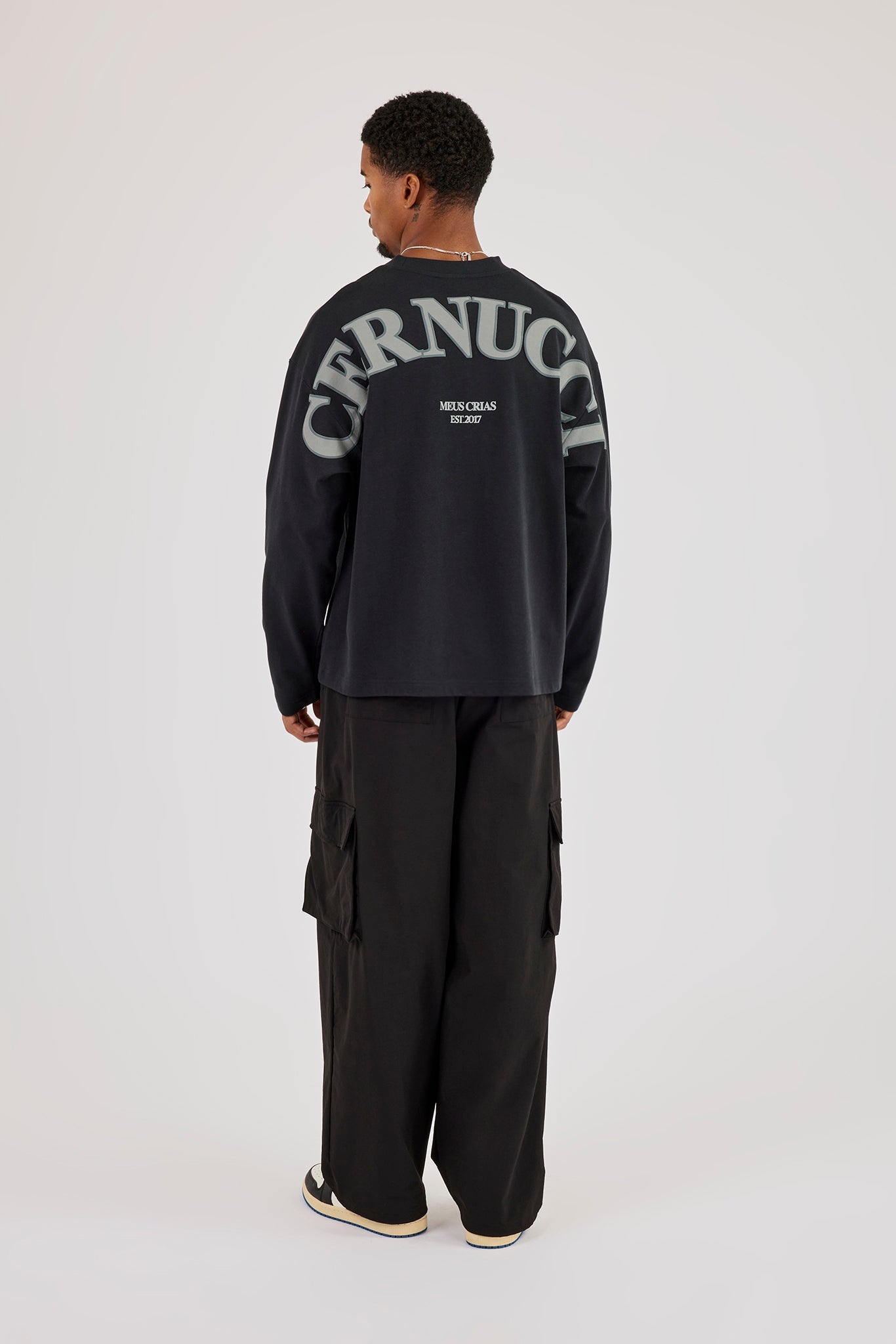 Long Sleeve Back Logo T-Shirt - Black