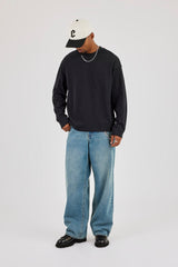 Long Sleeve Seam Detail Slub T-Shirt - Black