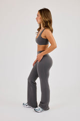Classic Scoop Neck Bralet & Flared Pant - Grey