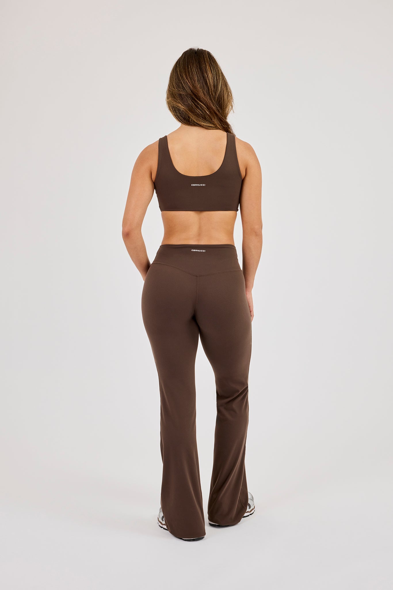 Classic Scoop Neck Bralet & Flared Pant - Chocolate