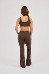 Classic Scoop Neck Bralet & Flared Pant - Chocolate
