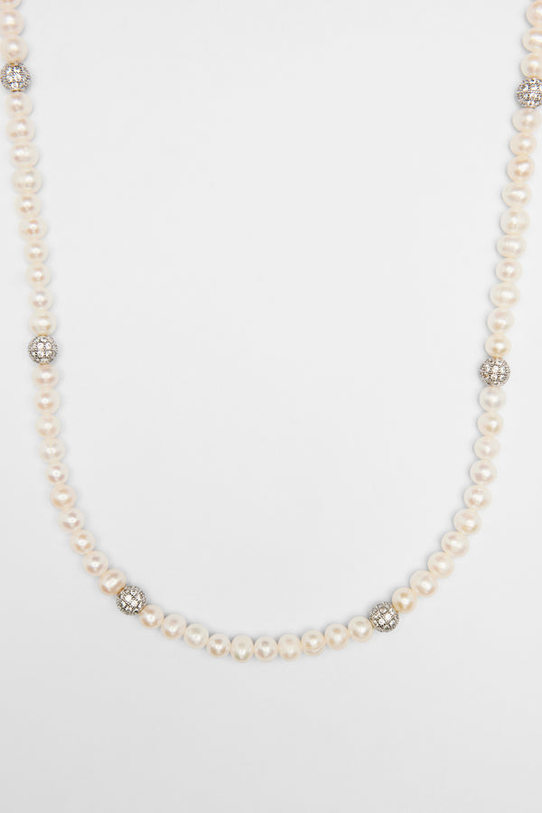 Freshwater Pearl and Iced Ball Necklace