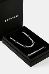 Blue Motif Tennis Chain & Bracelet - 5mm