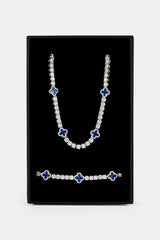 Blue Motif Tennis Chain & Bracelet - 5mm