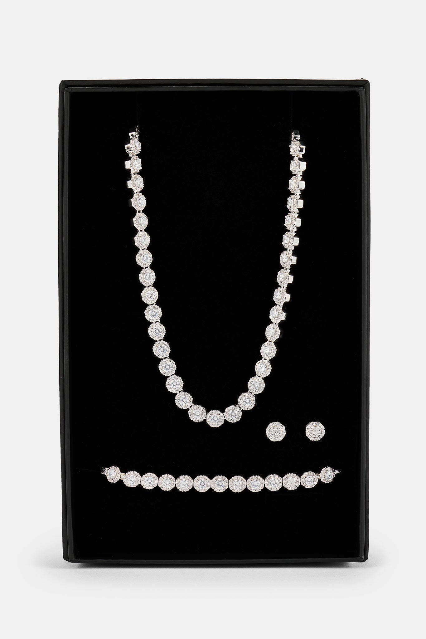 Iced Shape Cluster Tennis Chain, Bracelet & Stud - 6mm
