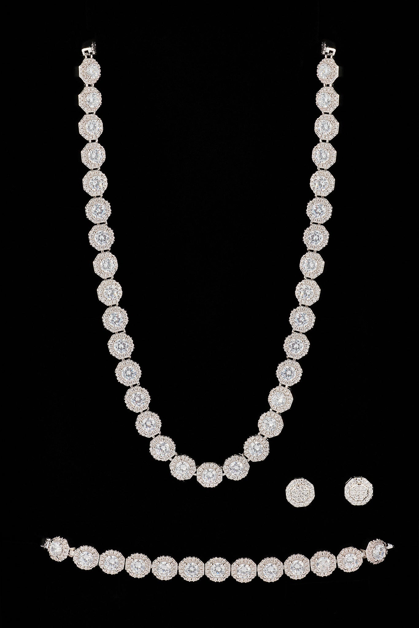 Iced Shape Cluster Tennis Chain, Bracelet & Stud - 6mm