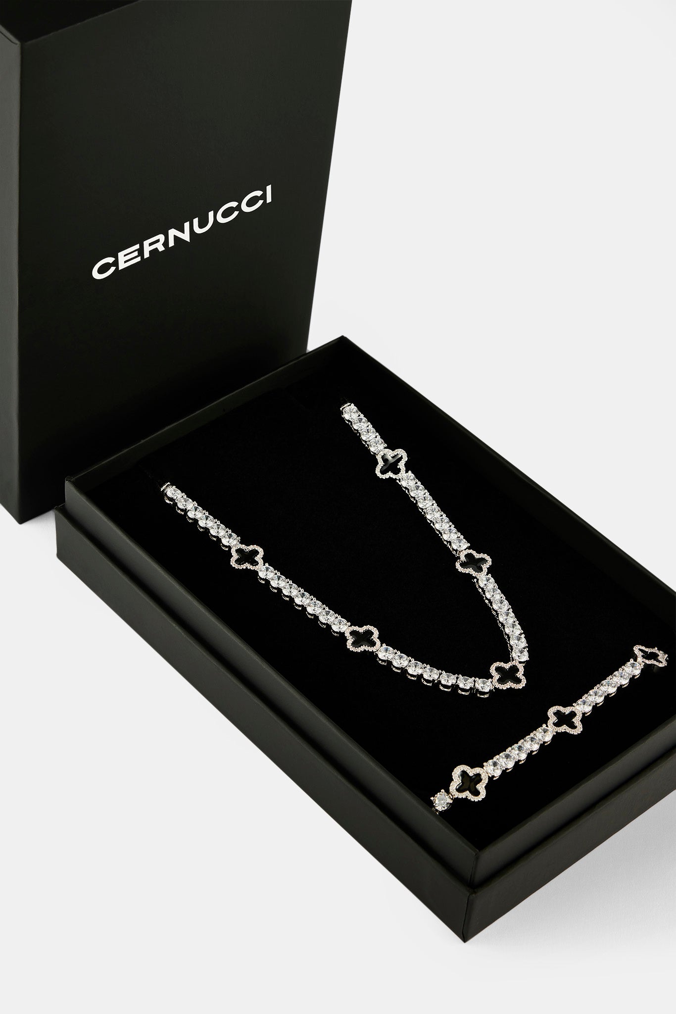 Black Motif Tennis Chain & Bracelet - 5mm