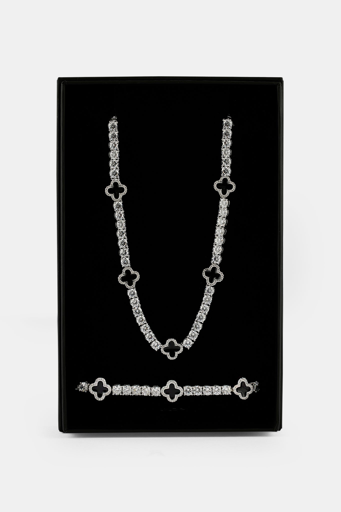 Black Motif Tennis Chain & Bracelet - 5mm