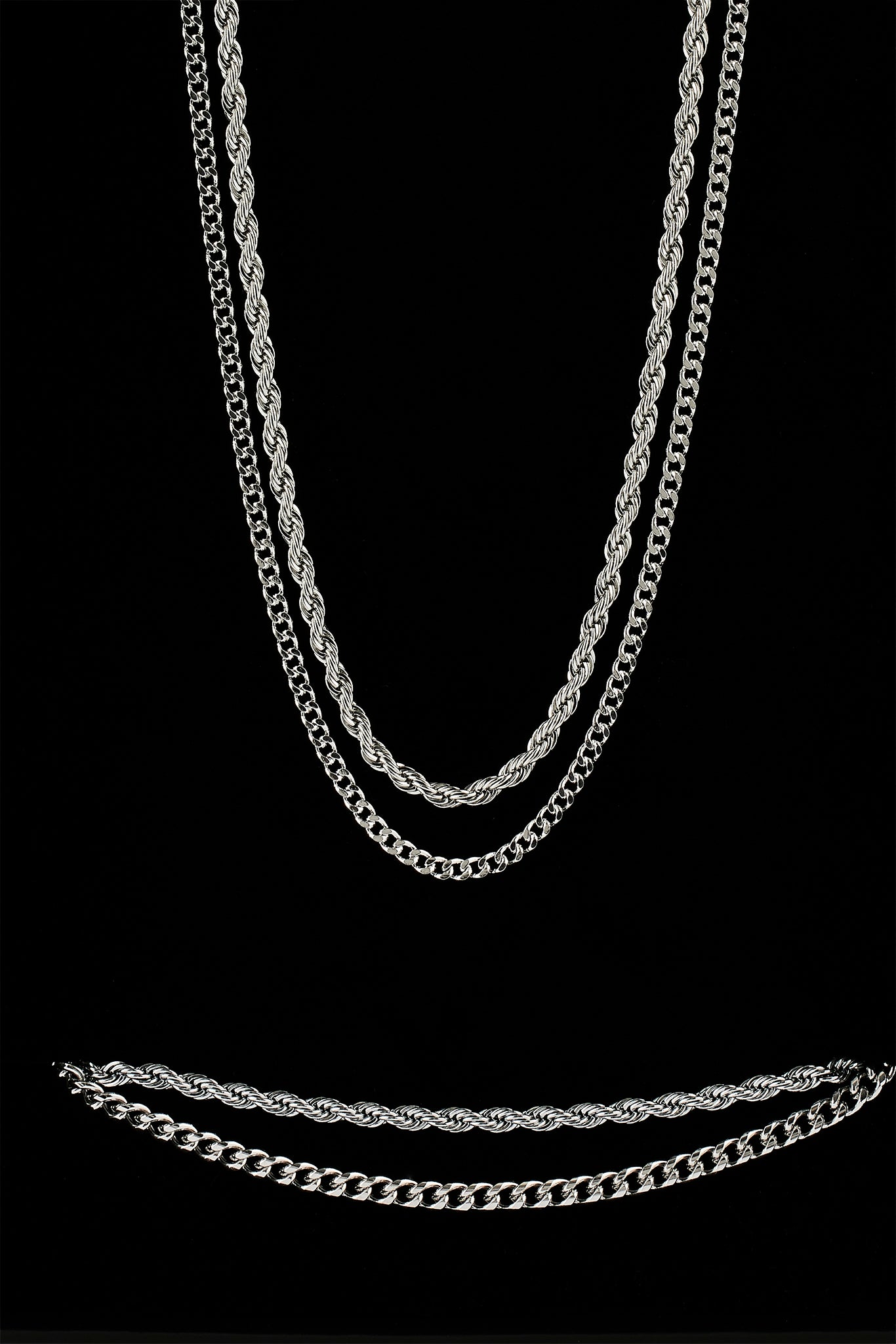 Rope & Micro Cuban Chain & Bracelet - 3mm