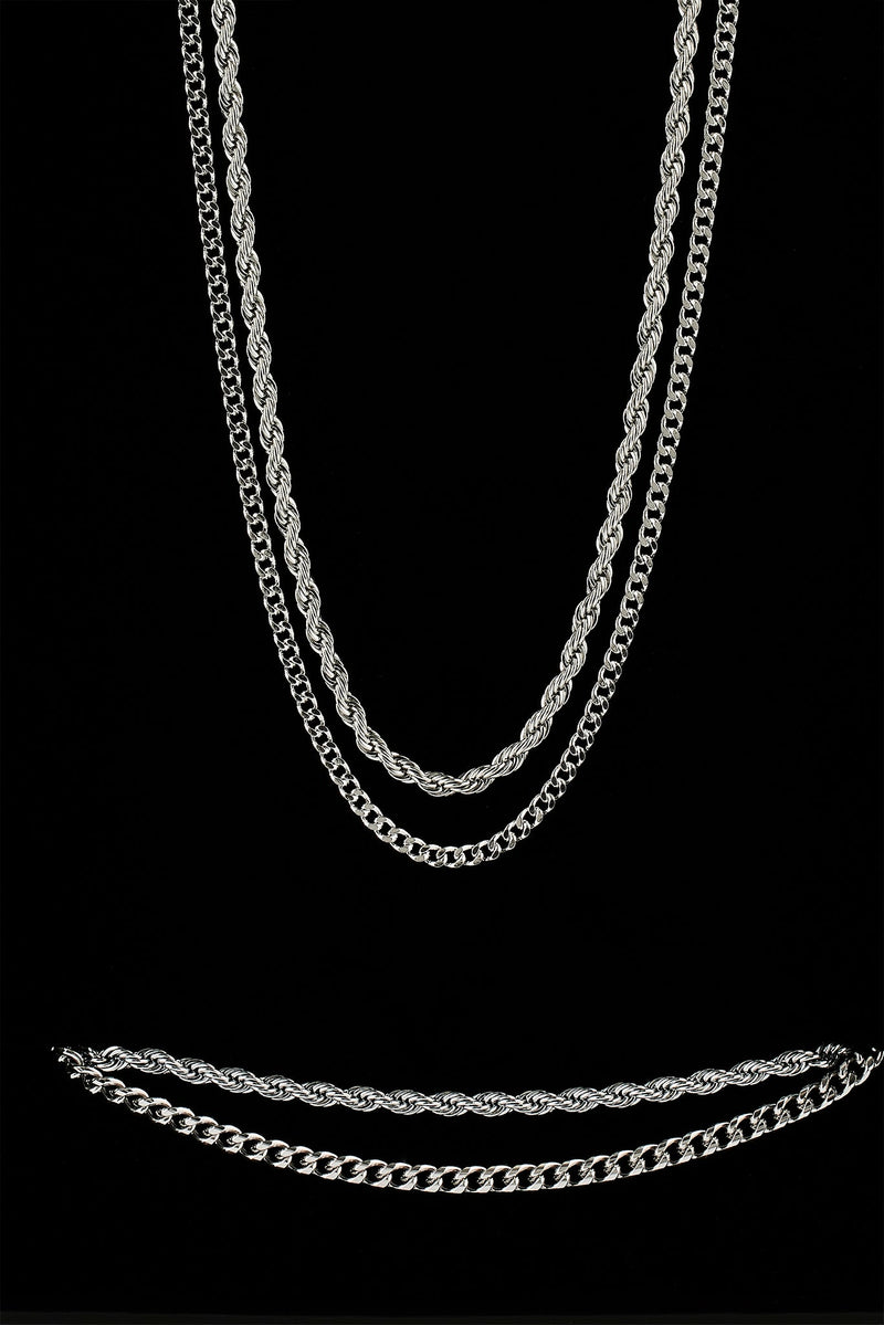 Rope & Micro Cuban Chain & Bracelet - 3mm