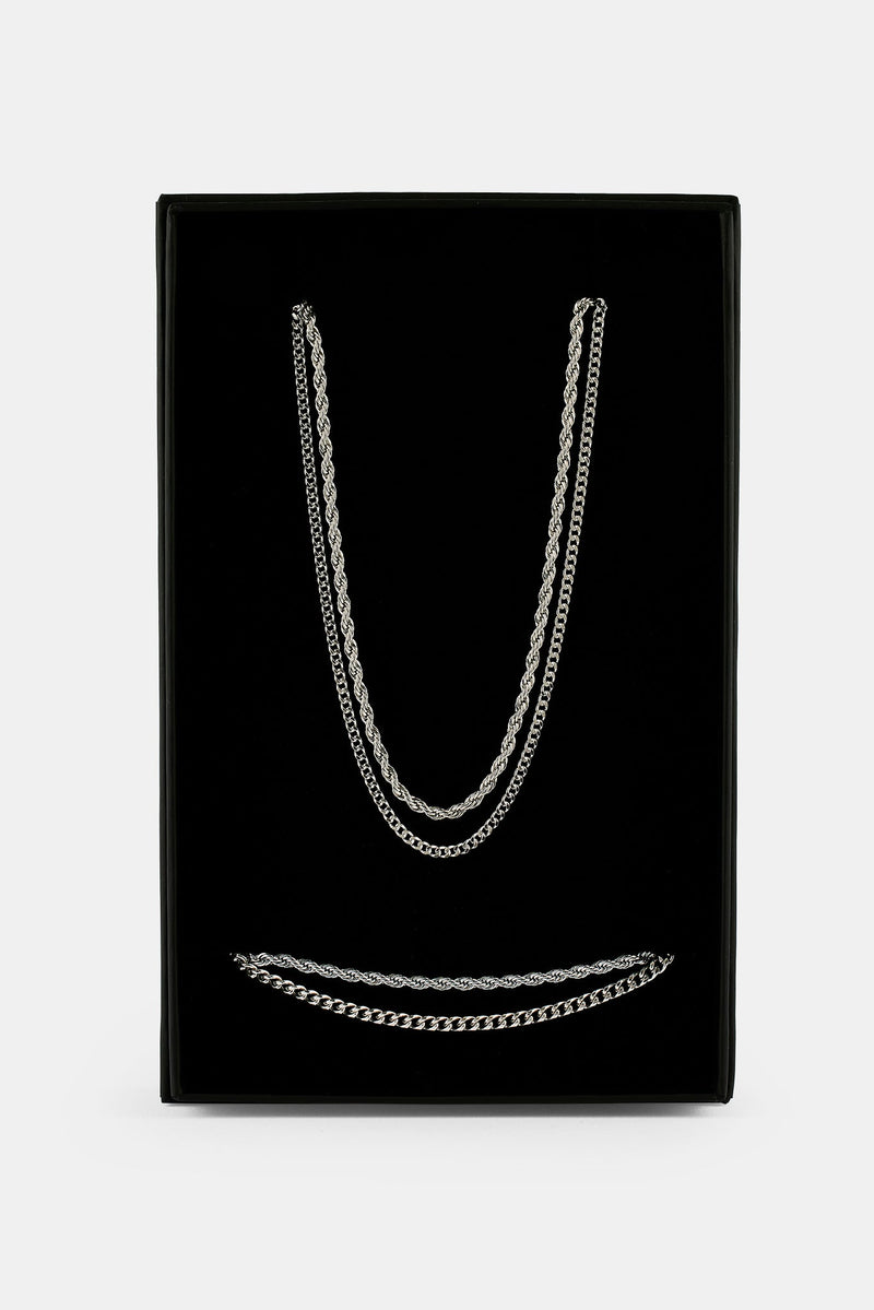 Rope & Micro Cuban Chain & Bracelet - 3mm