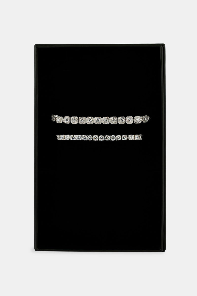 5mm Tennis & 7mm Clustered Tennis Bracelet