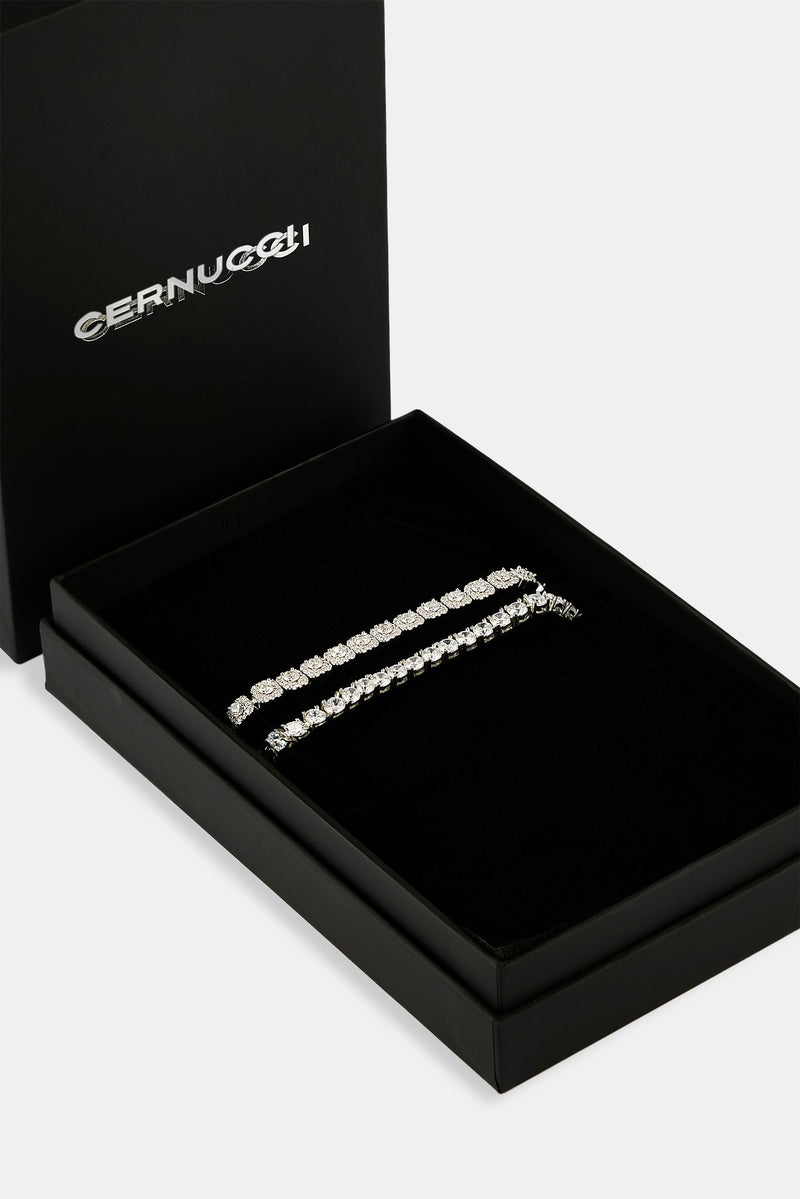 5mm Tennis & 7mm Clustered Tennis Bracelet