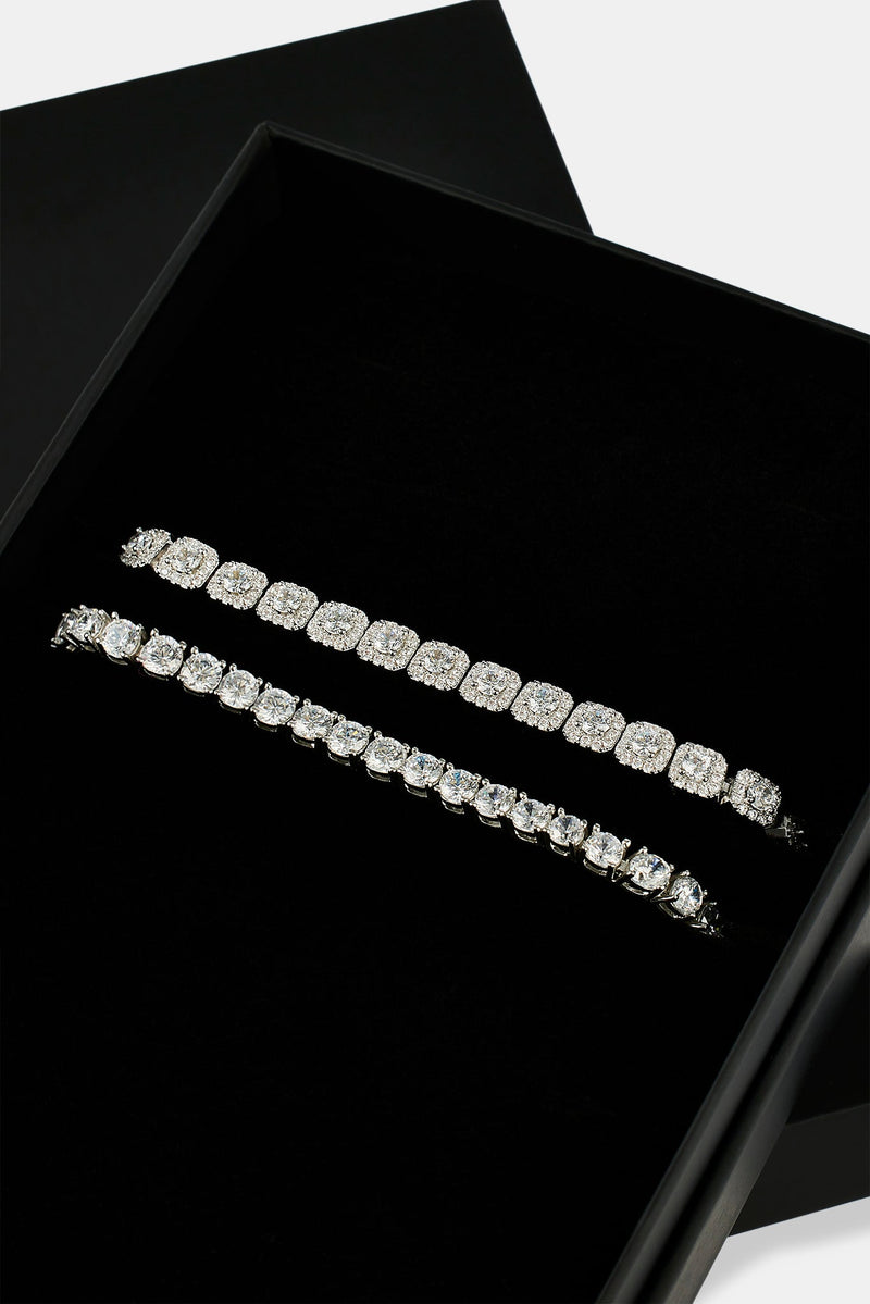 5mm Tennis & 7mm Clustered Tennis Bracelet