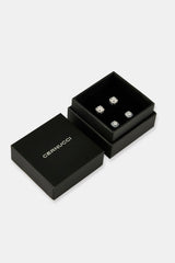 Iced Clear & Blue Cluster Stud Earrings - 7mm