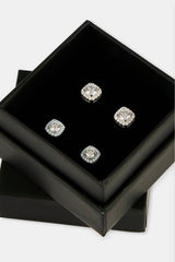 Iced Clear & Blue Cluster Stud Earrings - 7mm