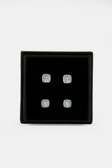 Iced Clear & Blue Cluster Stud Earrings - 7mm
