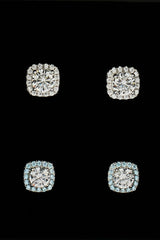 Iced Clear & Blue Cluster Stud Earrings - 7mm