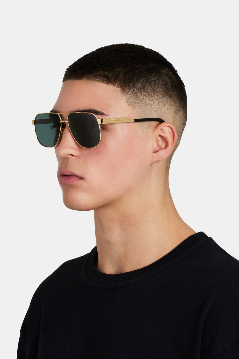 Gold Aviator Sunglasses - Black