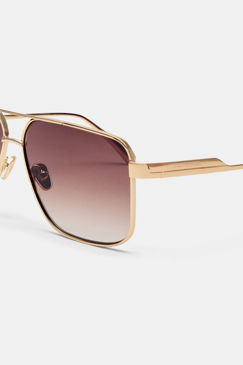 Gold Aviator Sunglasses - Brown