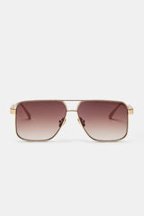 Gold Aviator Sunglasses - Brown