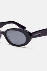 Slim Oval Acetate Sunglasses  - Black