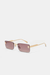 Rectangular Tinted Sunglasses - Brown