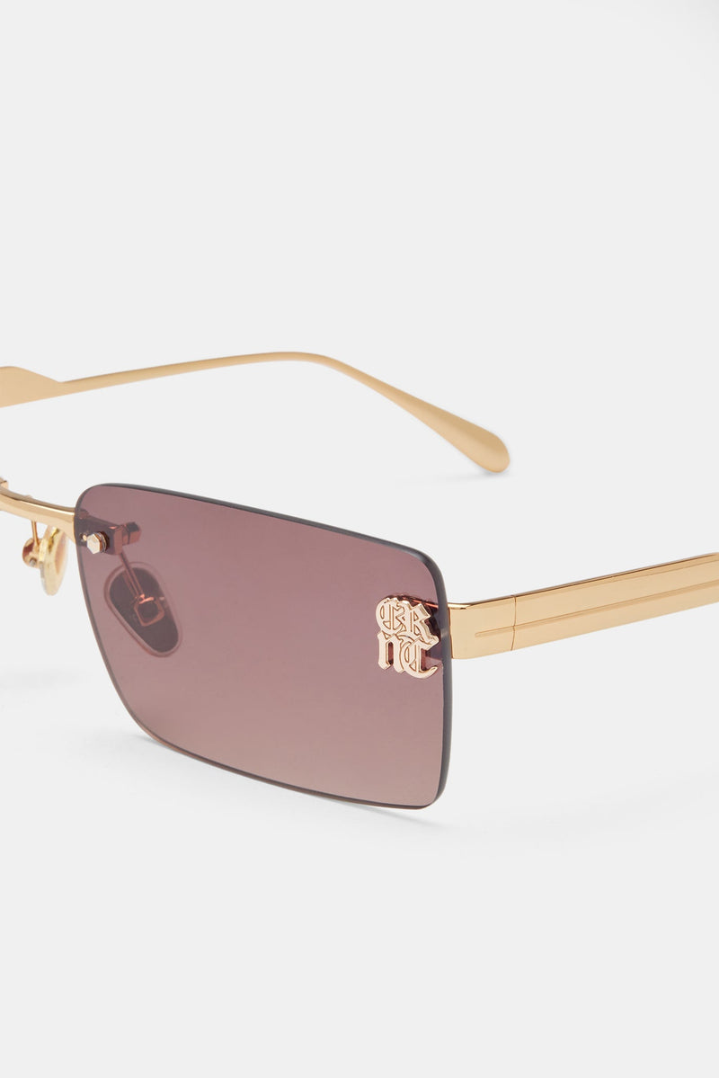 Rectangular Tinted Sunglasses - Brown