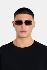 Rectangular Tinted Sunglasses - Brown