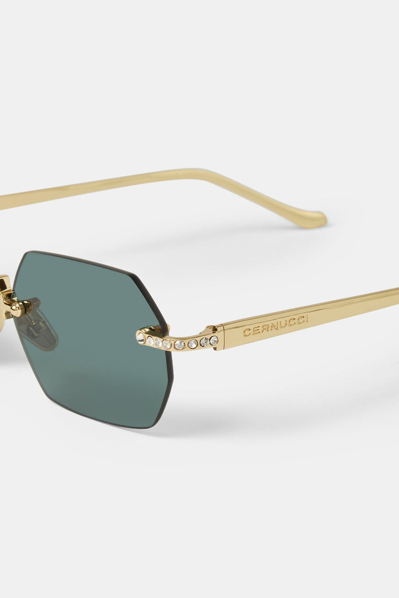 Hexagon Tinted Sunglasses - Green