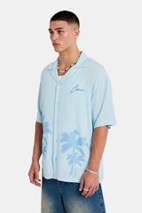 Palm Print Shirt - Light Blue
