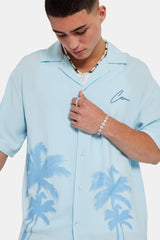 Palm Print Shirt - Light Blue