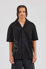 Rhinestone Palm Shirt - Black