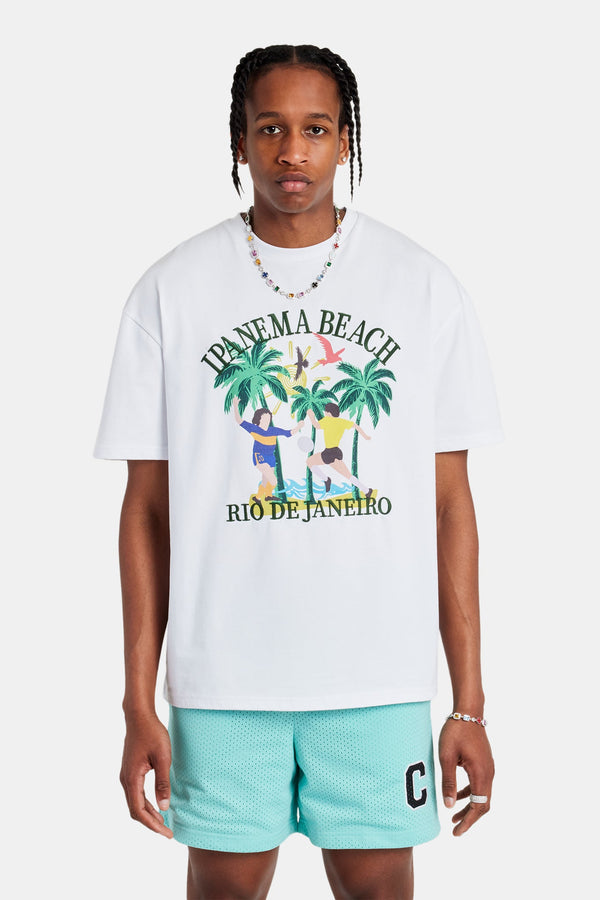 Rio Beach Football Oversized T-Shirt - White