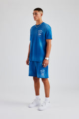 Spray Washed T-Shirt & Short Set - Blue