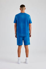 Spray Washed T-Shirt & Short Set - Blue