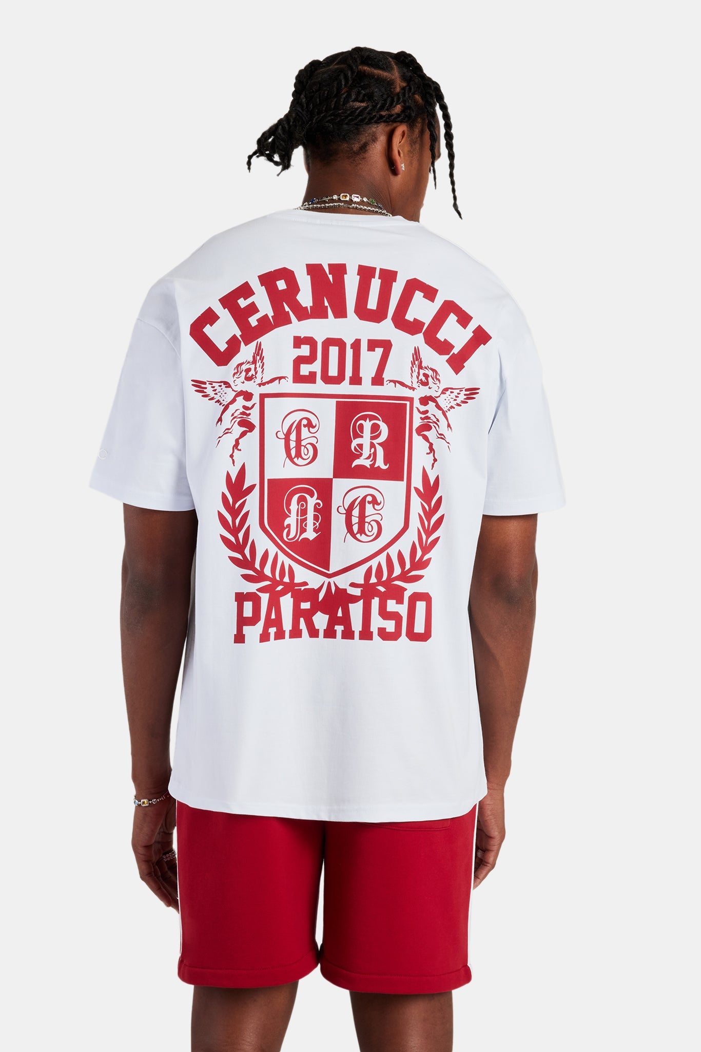 Embroidered Crest Oversized T-Shirt - White | Mens Tees & Vests