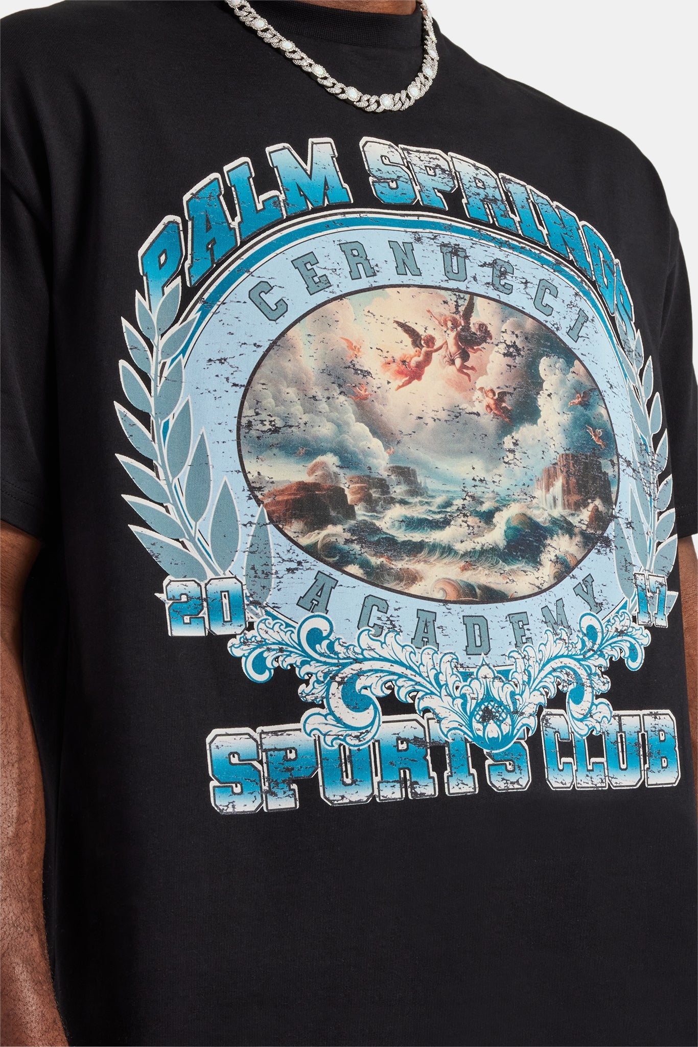 Palm Springs Graphic Oversized T-Shirt - Black | Mens Tees & Vests