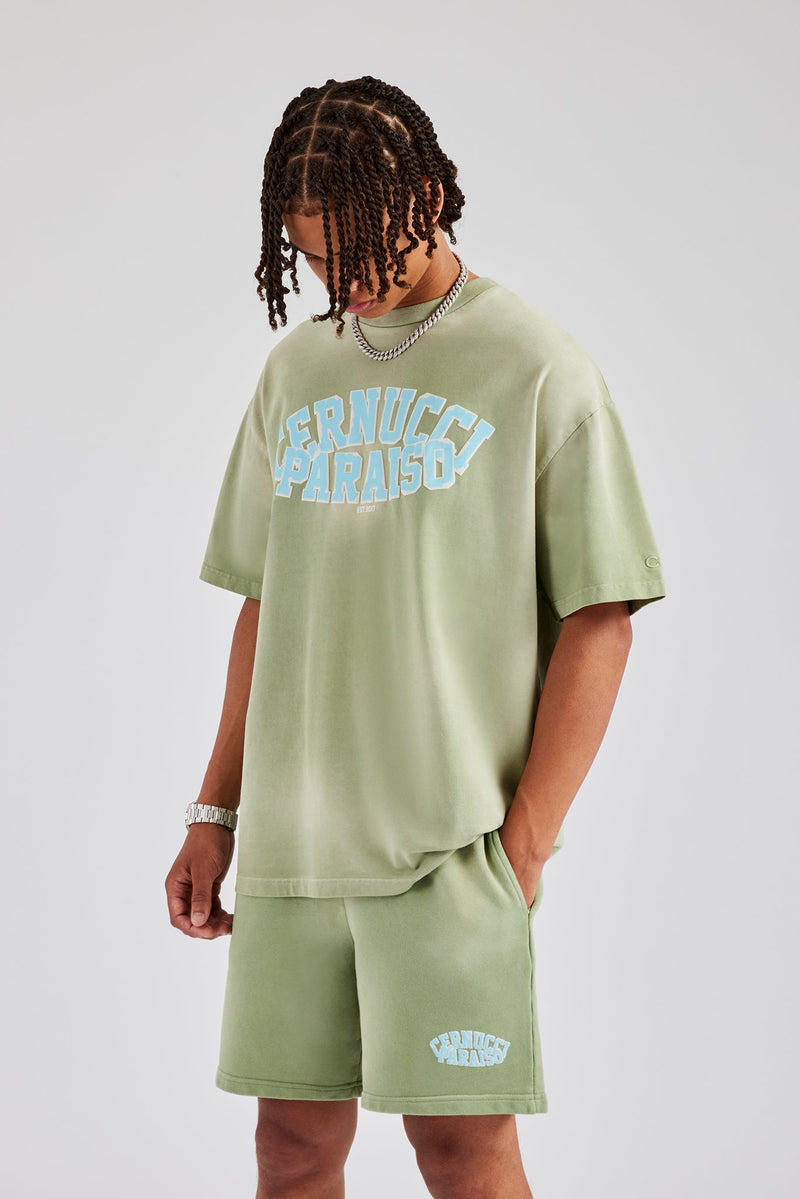 Spray Washed Paraiso Oversized T-Shirt - Washed Green