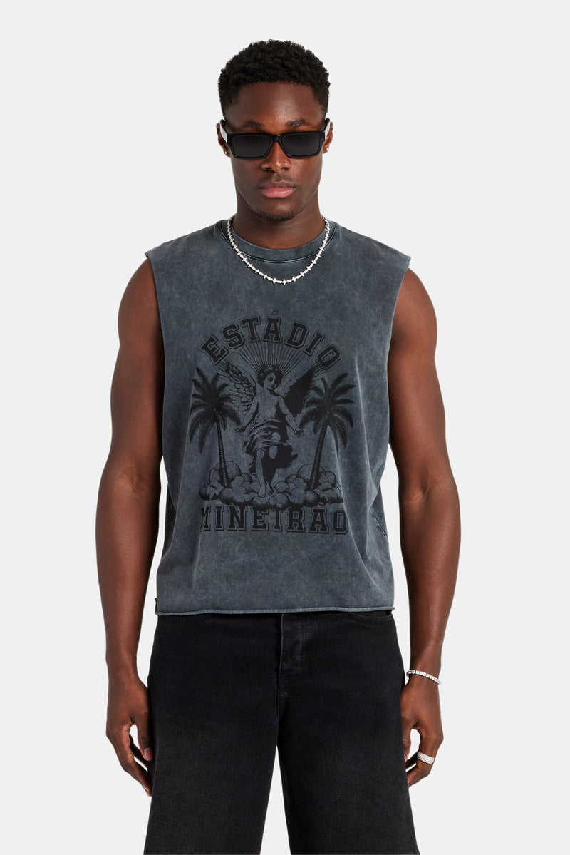 Washed Cherub Boxy Fit Tank - Washed Black