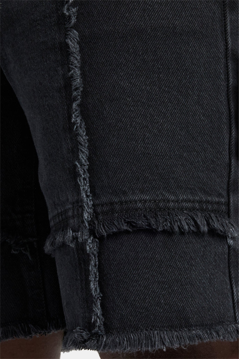 Raw Edge Denim Short - Washed Black