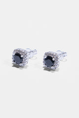 7mm Black Iced Cluster Stud Earrings