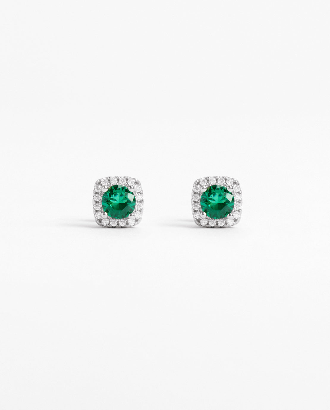 7mm Green Iced Cluster Stud Earrings